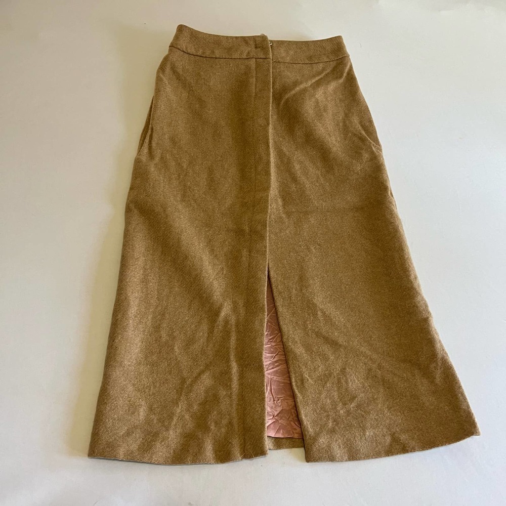 Vintage Savannah Light Brown Tan Wool A-line Skirt 12